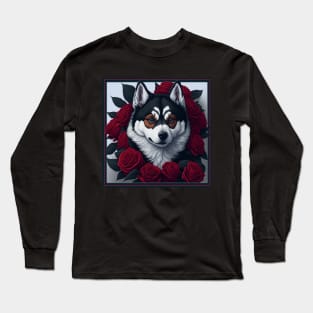 Alaskan Klee Kai red roses Long Sleeve T-Shirt